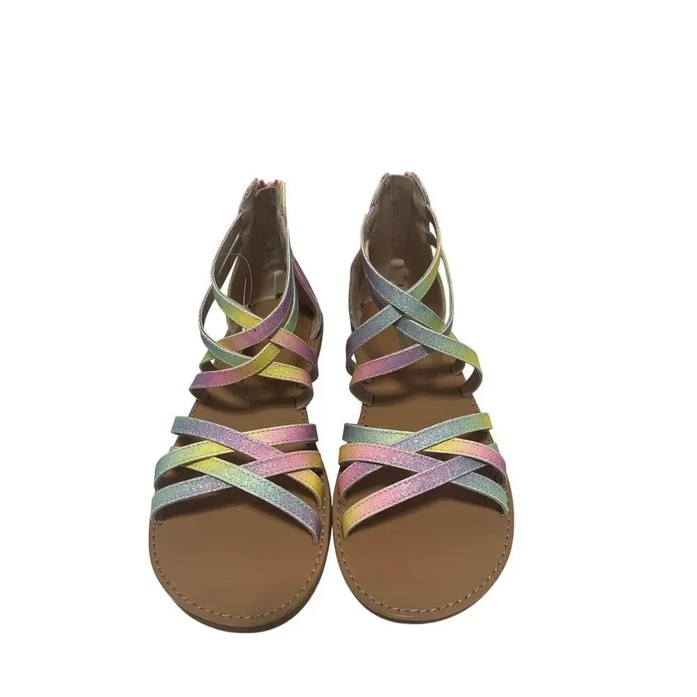 Thereabouts Girls Rainbow Gladiator Sandals Size 5  NWT